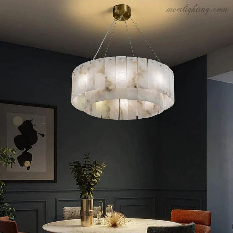 Alabaster Modern Round Chandelier-MEET LIGHTING