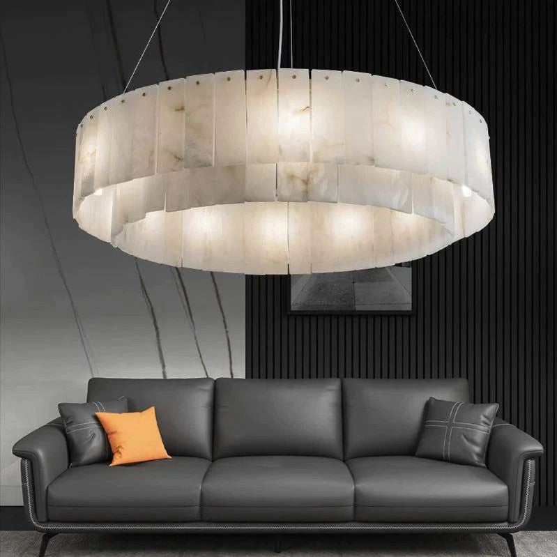 Alabaster Modern Round Chandelier-MEET LIGHTING