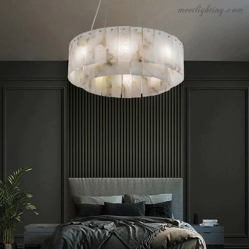 Alabaster Modern Round Chandelier-MEET LIGHTING
