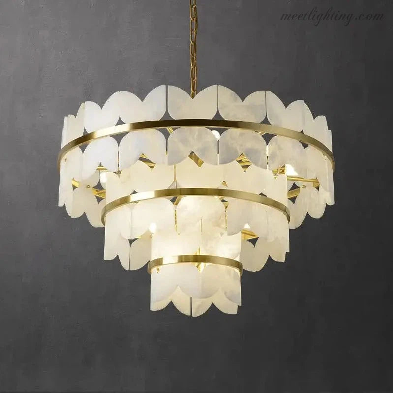 Alabaster Multi-Layer Butterfly Round Chandelier-MEET LIGHTING