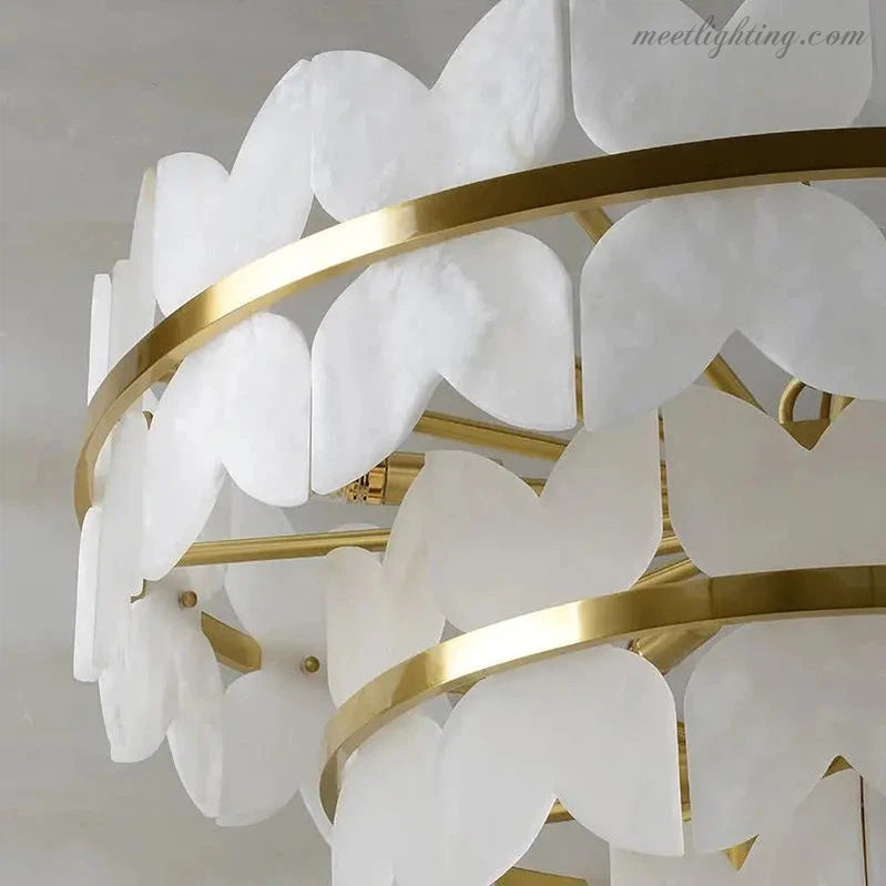 Alabaster Multi-Layer Butterfly Round Chandelier-MEET LIGHTING