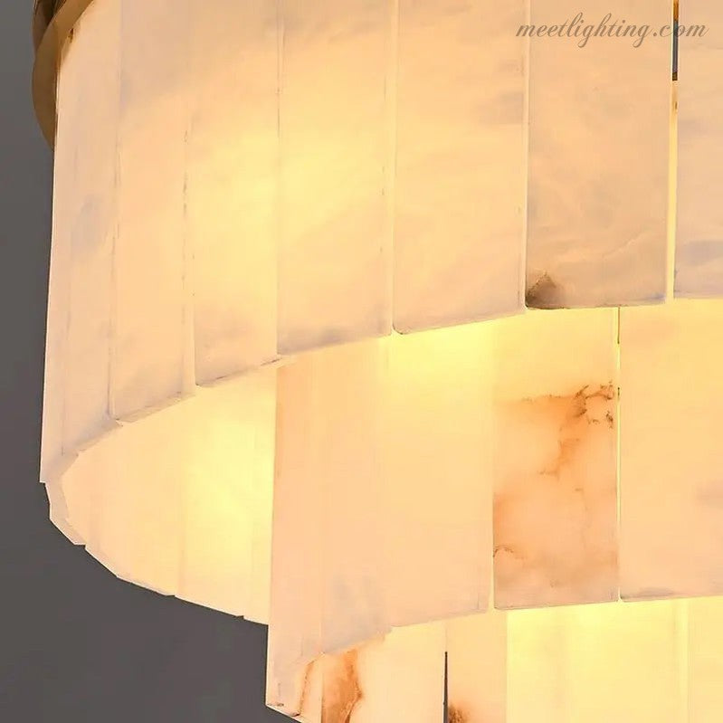 Alabaster Multi-Tiered Round Chandelier Lighting-MEET LIGHTING
