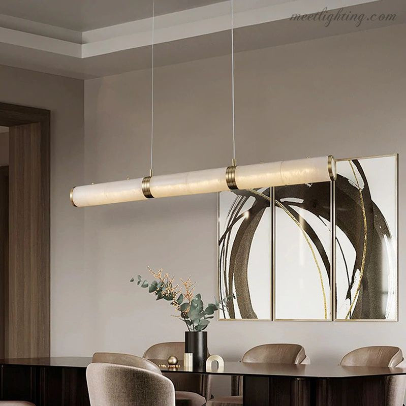 Alabaster Pillar Linear Chandelier-MEET LIGHTING