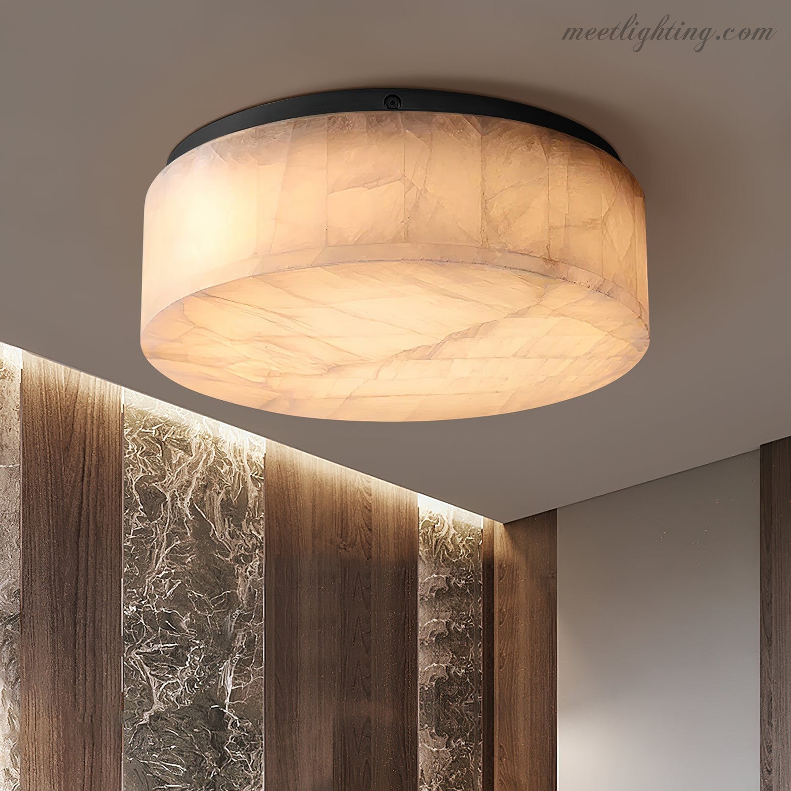 Alabaster Round Flushmount Ceiling Light-Meet Lighting