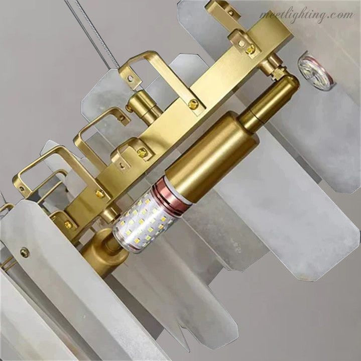 Alabaster Square Sheet Round Chandelier-MEET LIGHTING