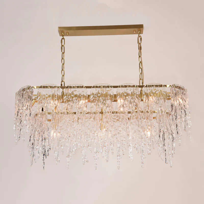 Aletta Melting Drop Crystal Glass Rectangle Chandelier-MEET LIGHTING