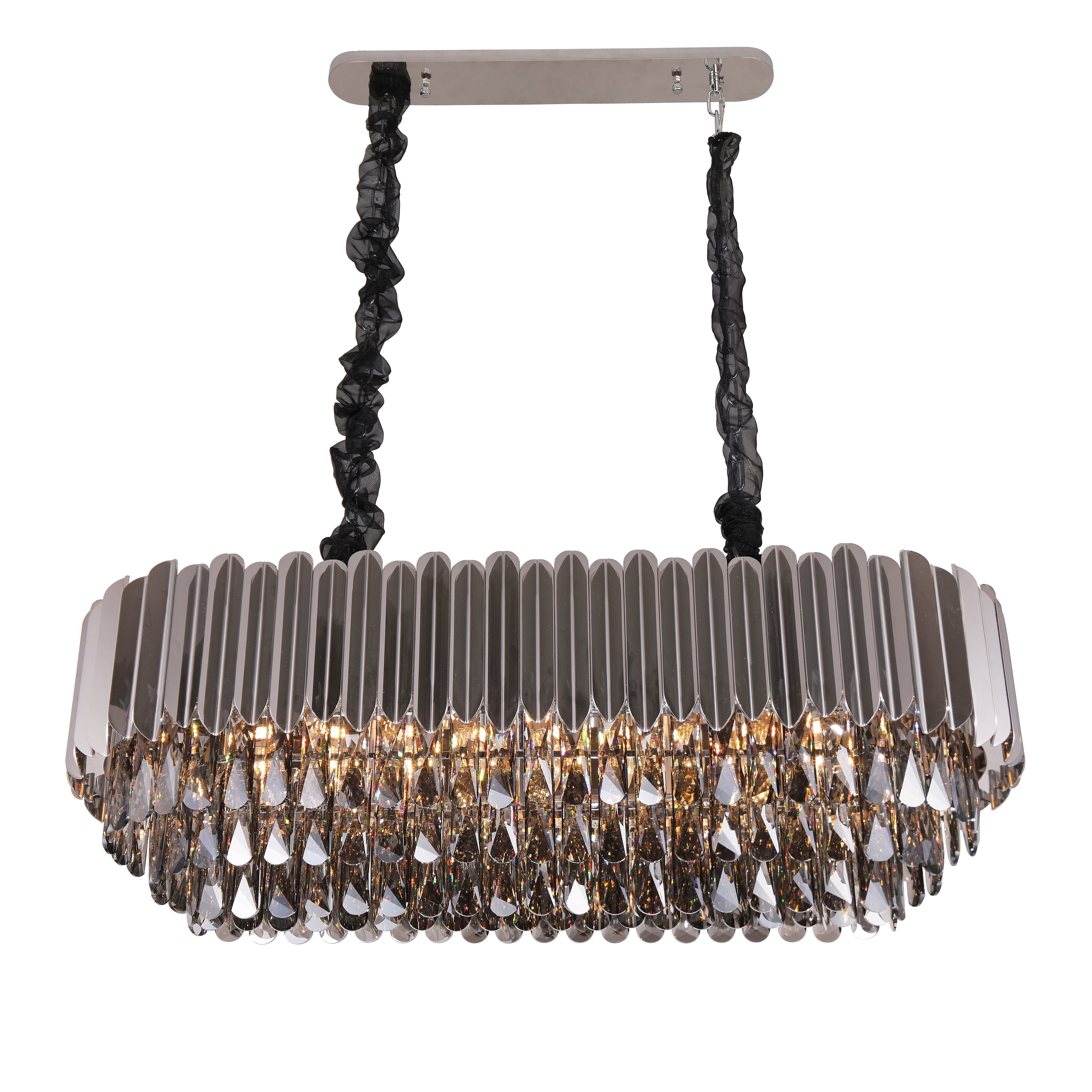 Alicante Tiered Linear Crystal Chandelier-MEET LIGHTING