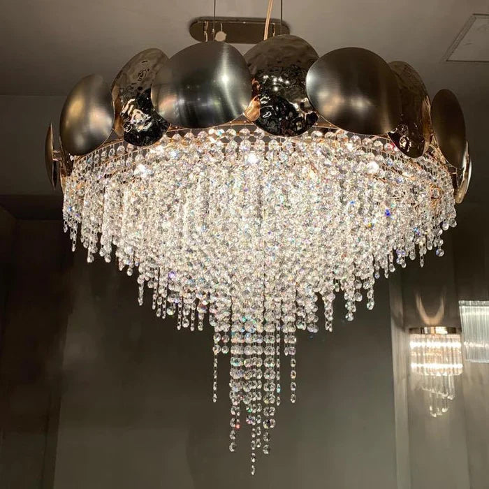 Amadeo Round Brass Crystal Chandelier-MEET LIGHTING