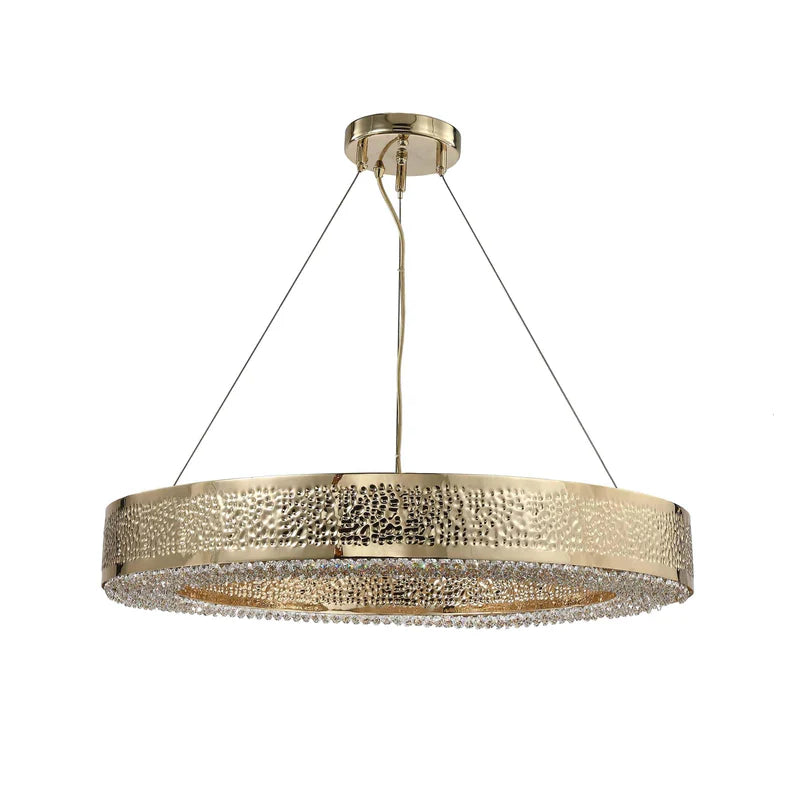 Ambrosi Round Brass Crystal Ring Chandelier-MEET LIGHTING