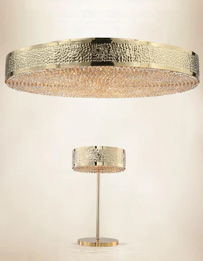 Ambrosi Round Brass Crystal Ring Chandelier-MEET LIGHTING