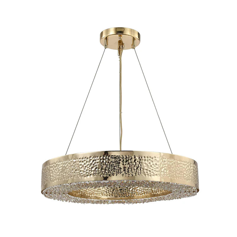Ambrosi Round Brass Crystal Ring Chandelier-MEET LIGHTING