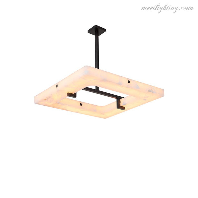 Amelia Square Alabaster Living Room Chandelier-MEET LIGHTING