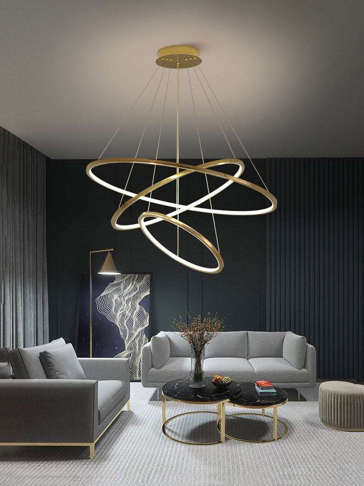 Amina Gold Multi Rings Chandelier for Lobby Villa-MEET LIGHTING