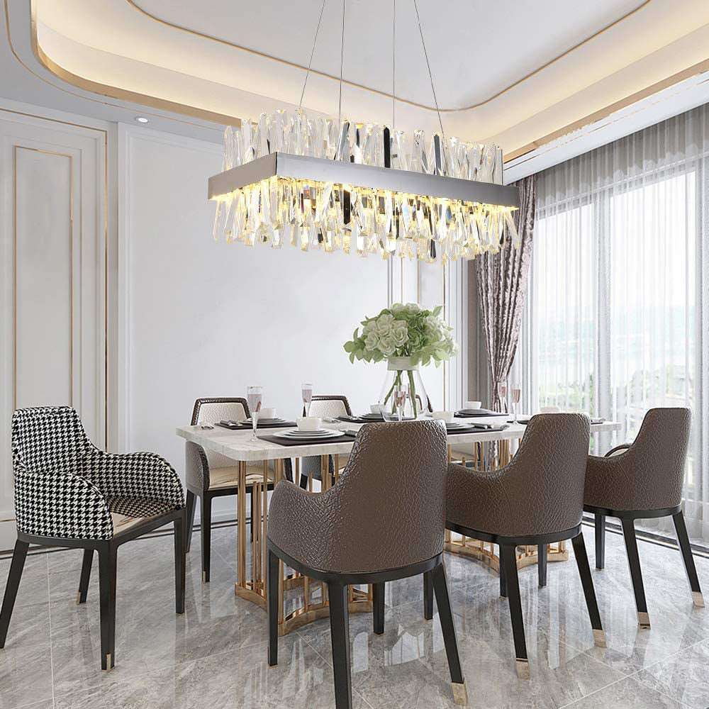 Arsenio Rectangular Crystal Chandelier-MEET LIGHTING