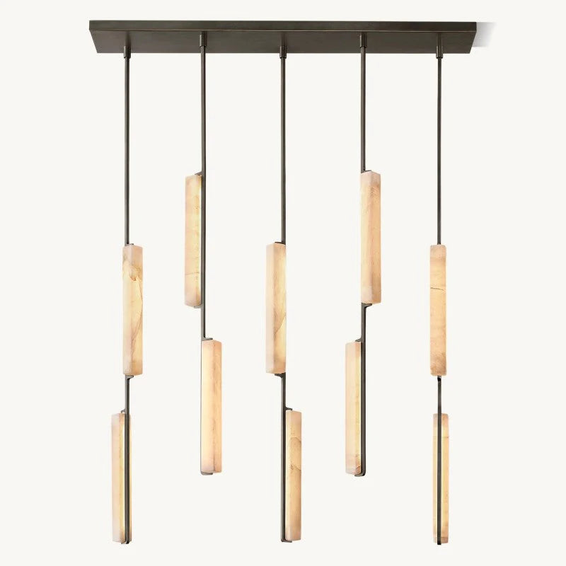 Audon Alabaster Linear Chandelier 54"-MEET LIGHTING