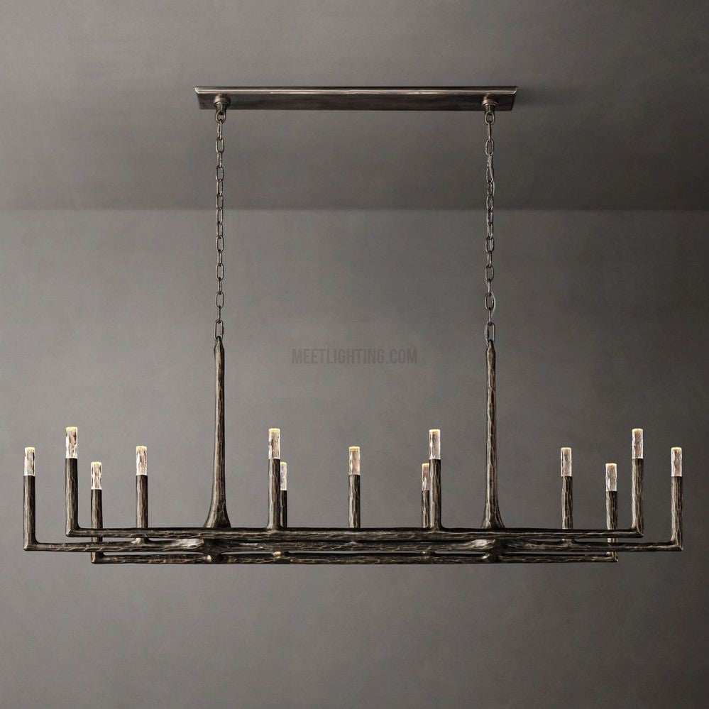 Thaddeus Forged Linear Chandelier-MEET LIGHTING