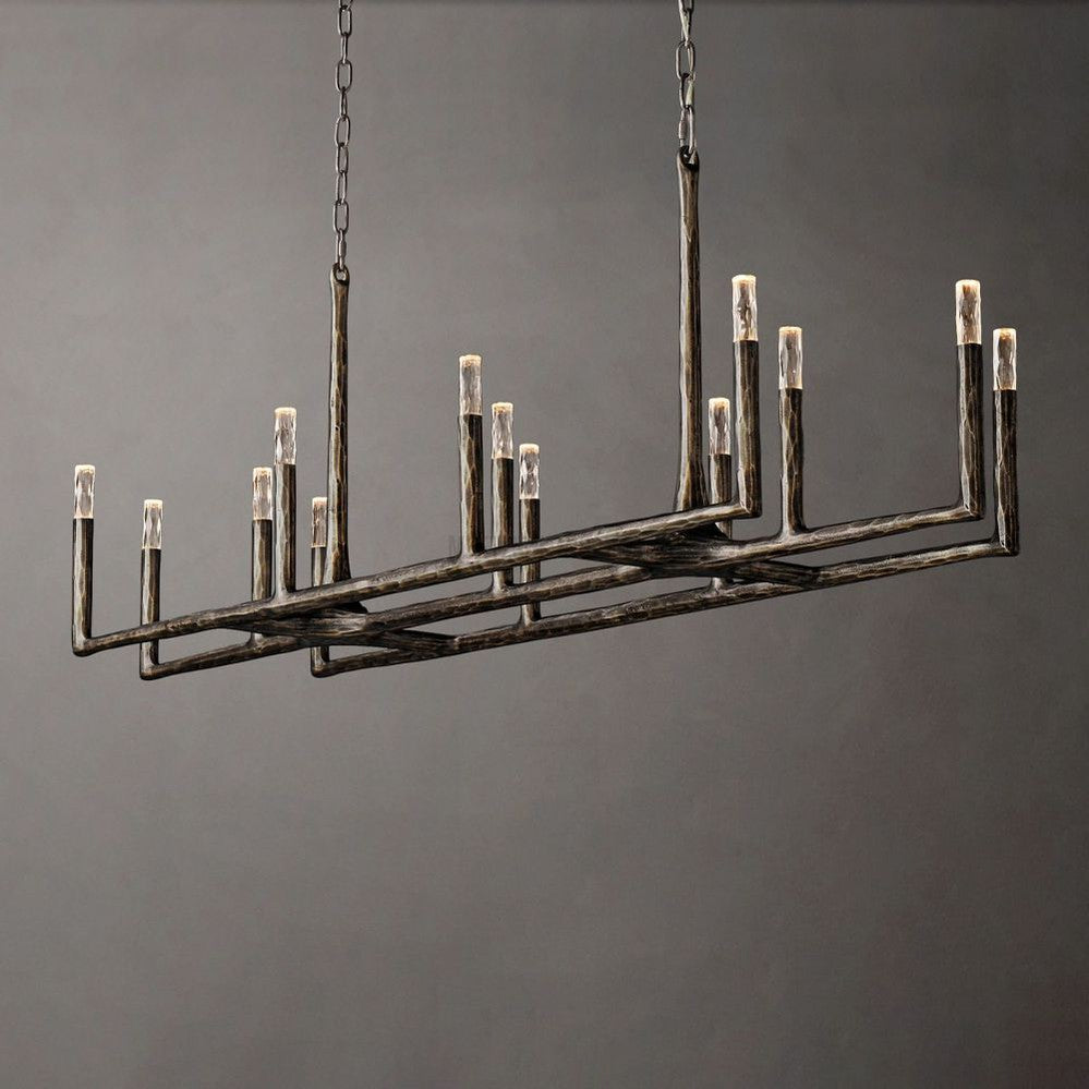 Thaddeus Forged Linear Chandelier-MEET LIGHTING