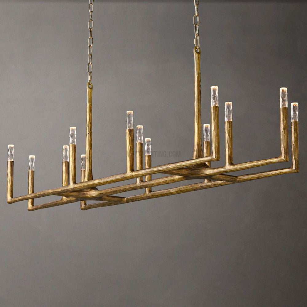 Thaddeus Forged Linear Chandelier-MEET LIGHTING