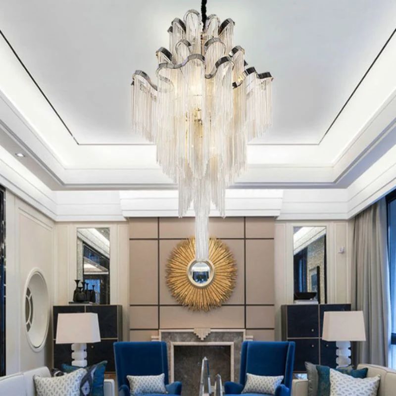 Baucis Aluminum Chain Tassel Chandelier-MEET LIGHTING