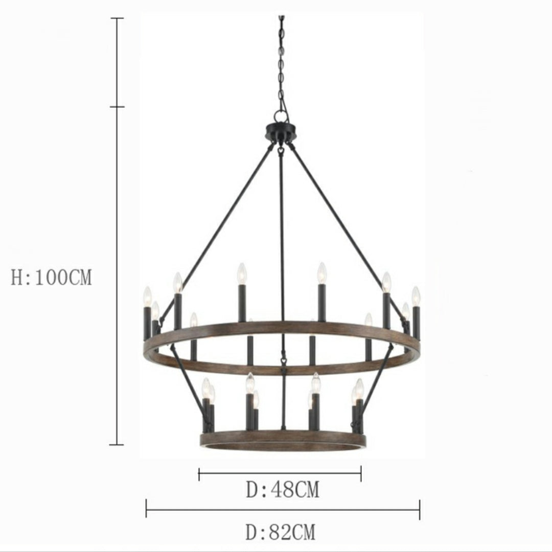 Black/ Brass Dust Wagon Wheel Chandelier Candle Style Farmhouse Vintage Ceiling Light For Living Room-MEET LIGHTING