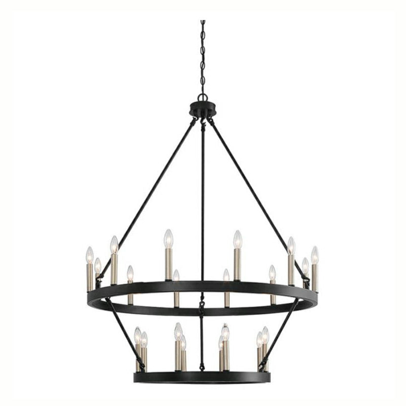 Black/ Brass Dust Wagon Wheel Chandelier Candle Style Farmhouse Vintage Ceiling Light For Living Room-MEET LIGHTING
