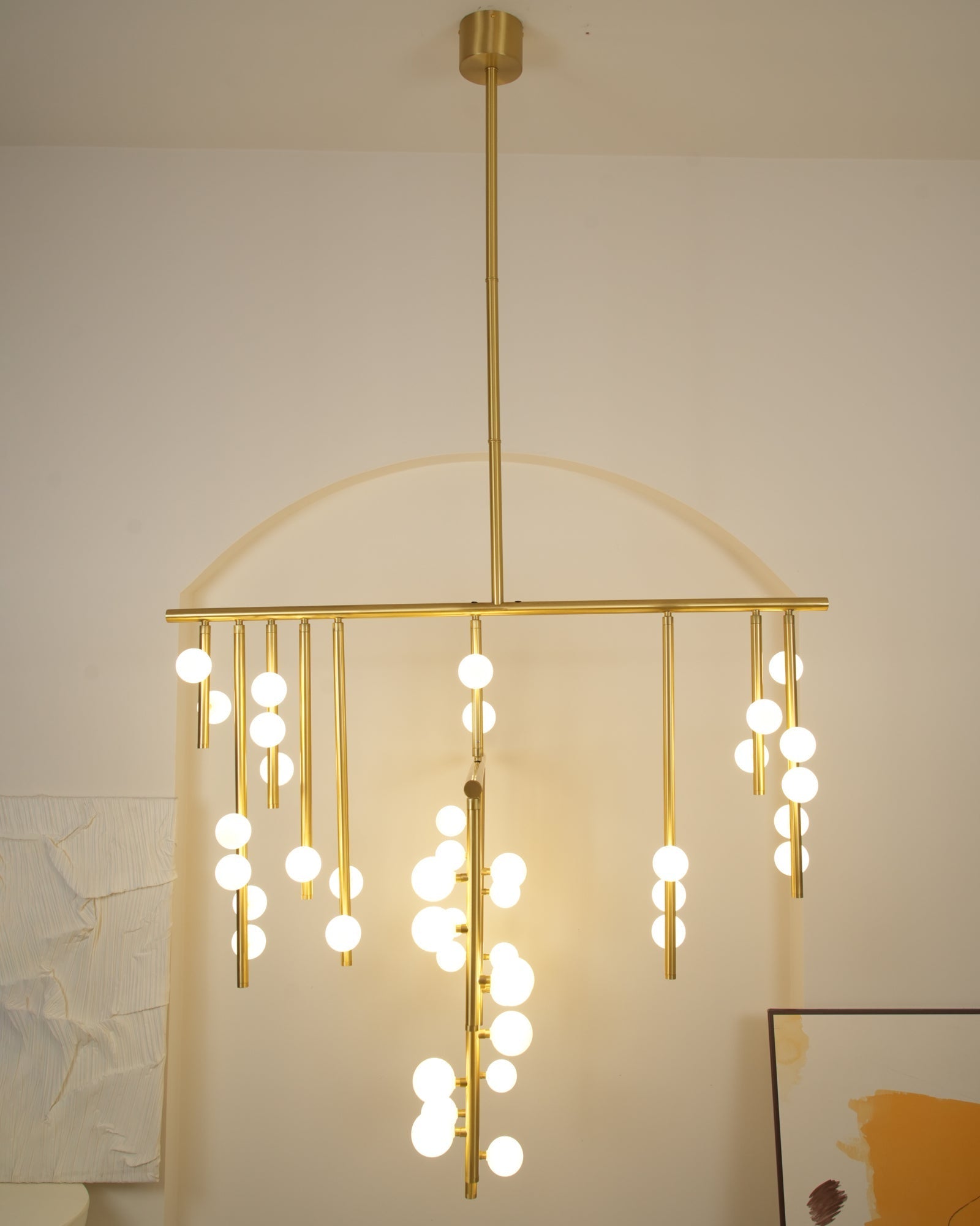 Brass Glass Drop Chandelier-MEET LIGHTING