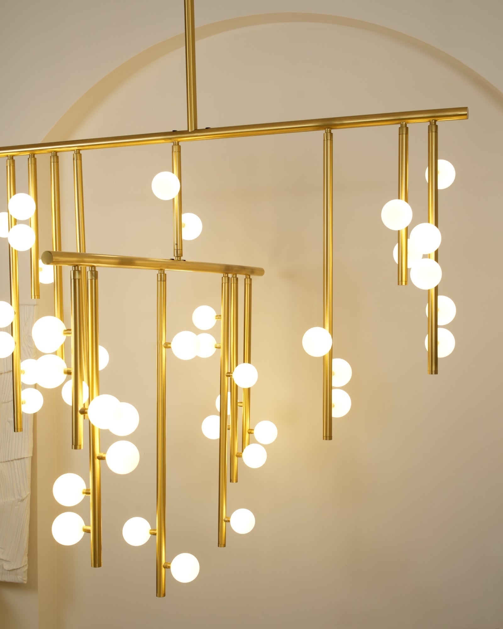 Brass Glass Drop Chandelier-MEET LIGHTING