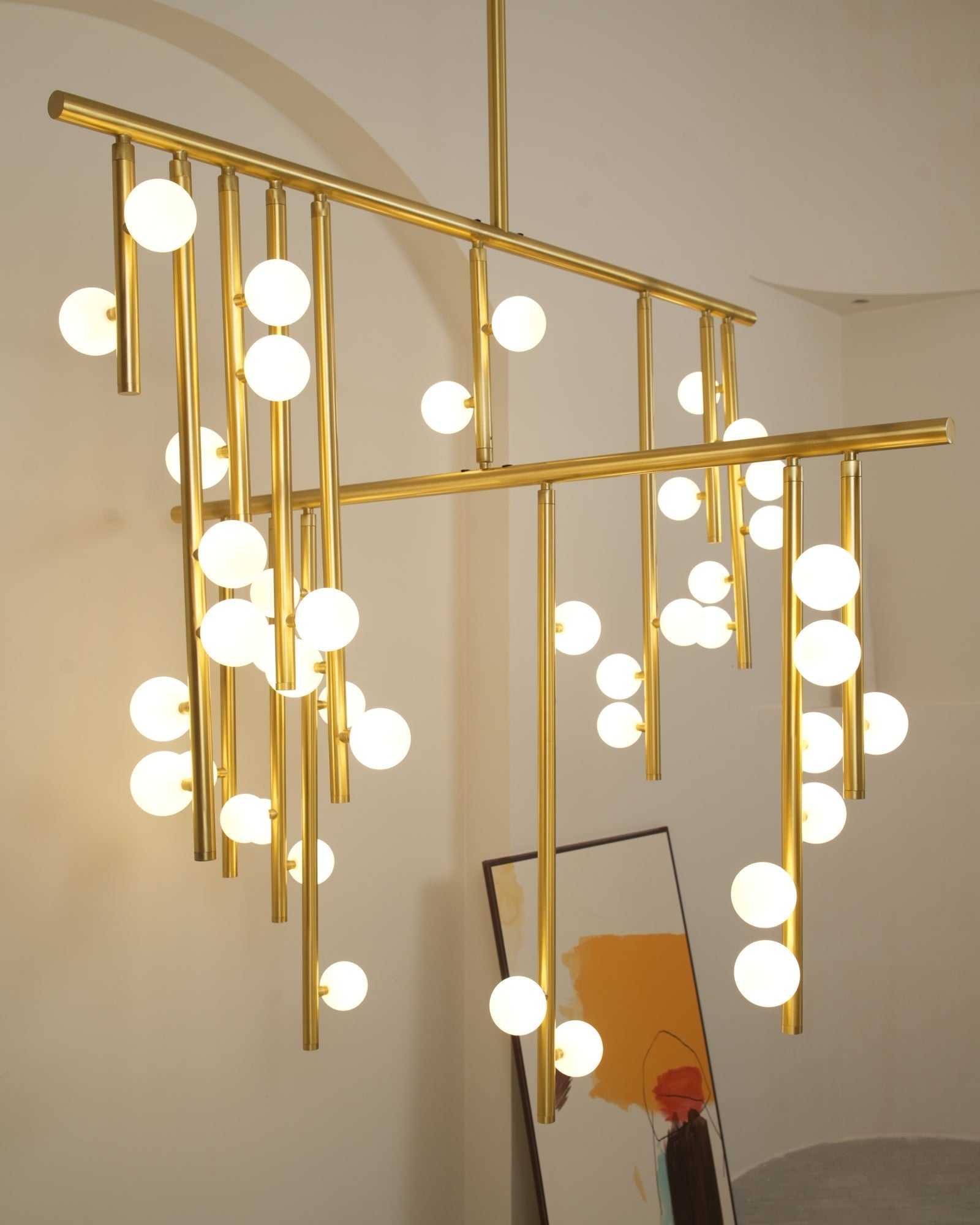 Brass Glass Drop Chandelier-MEET LIGHTING