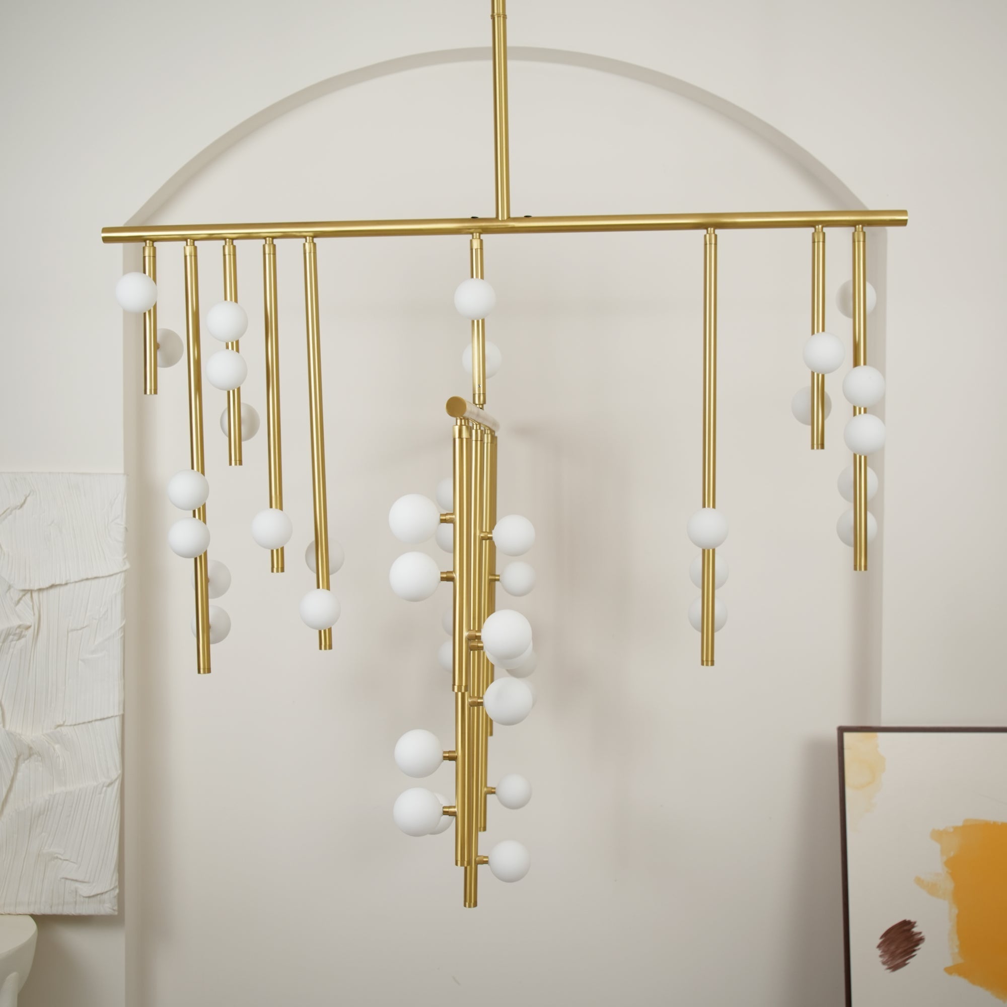 Brass Glass Drop Chandelier-MEET LIGHTING