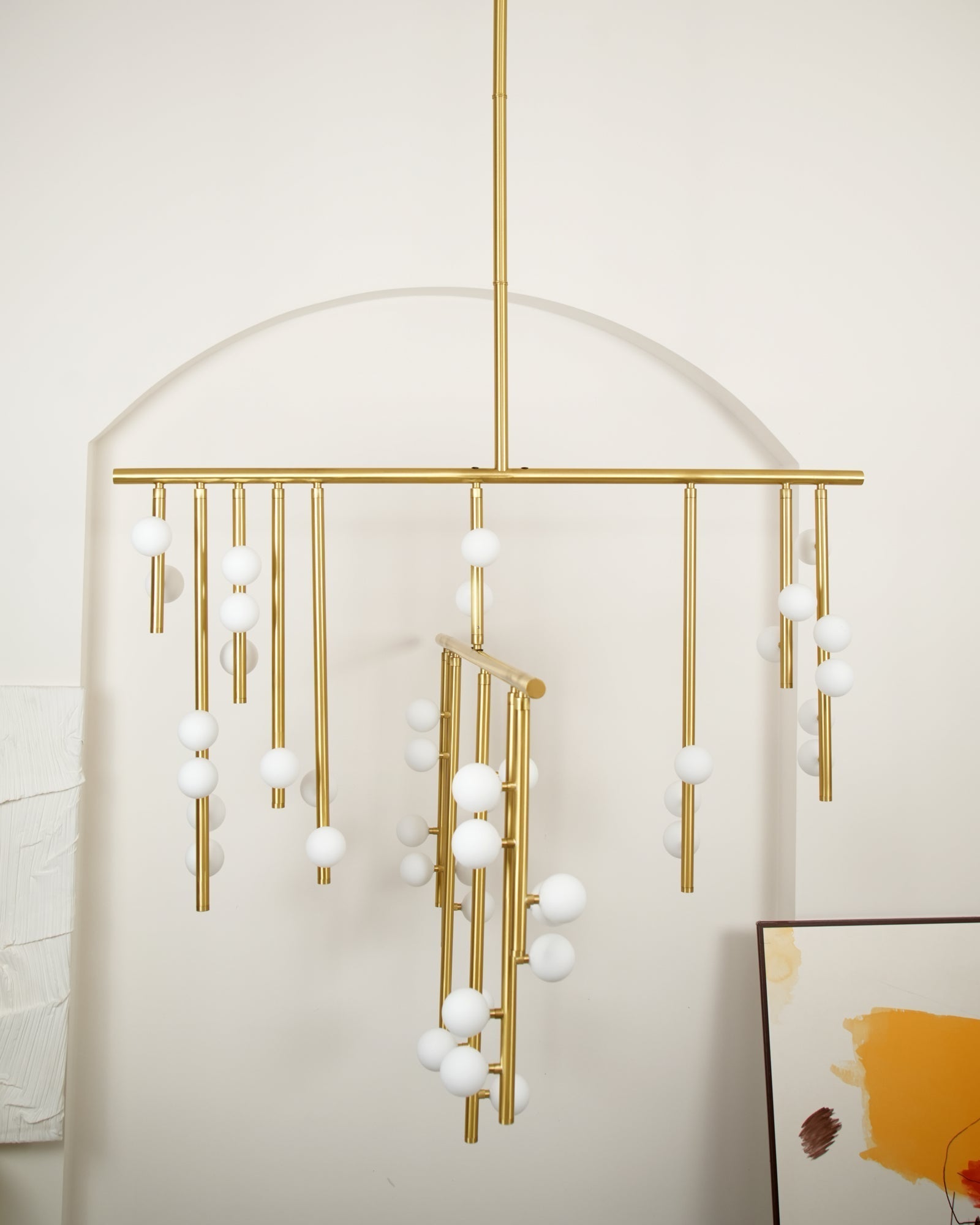 Brass Glass Drop Chandelier-MEET LIGHTING