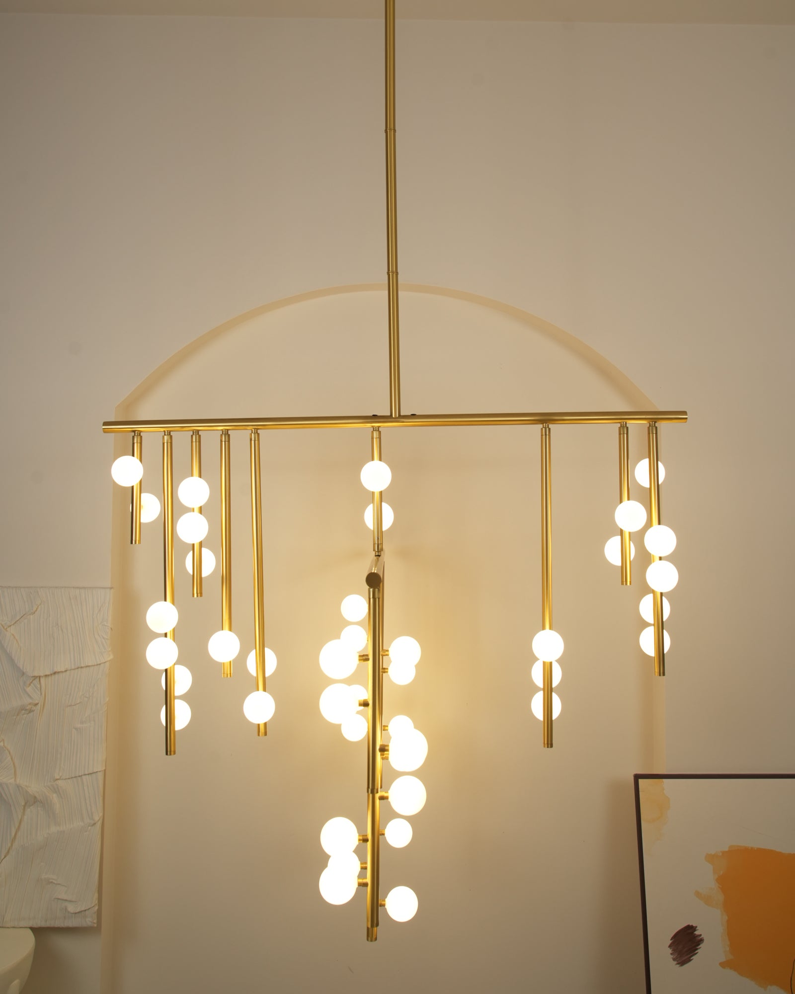 Brass Glass Drop Chandelier-MEET LIGHTING