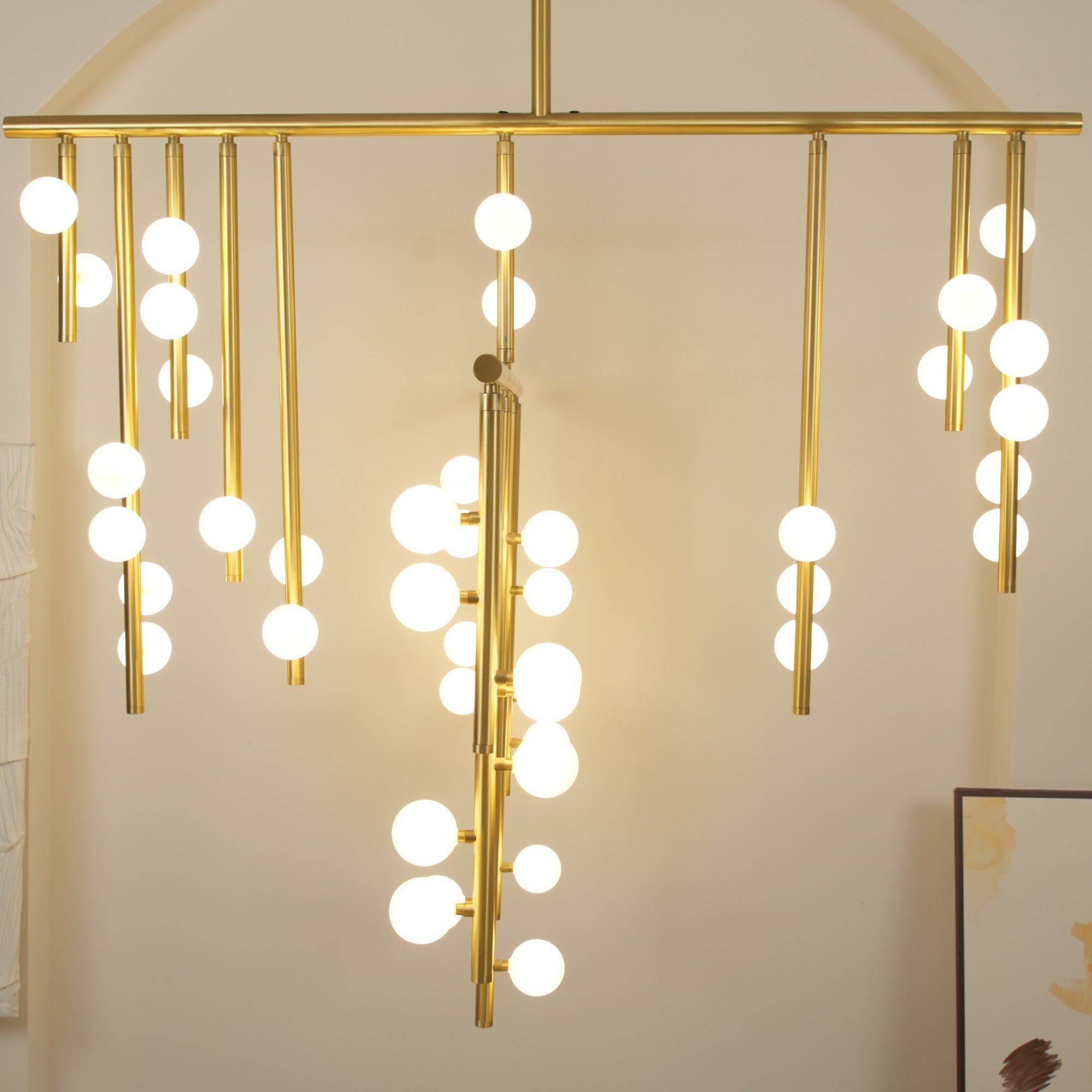 Brass Glass Drop Chandelier-MEET LIGHTING