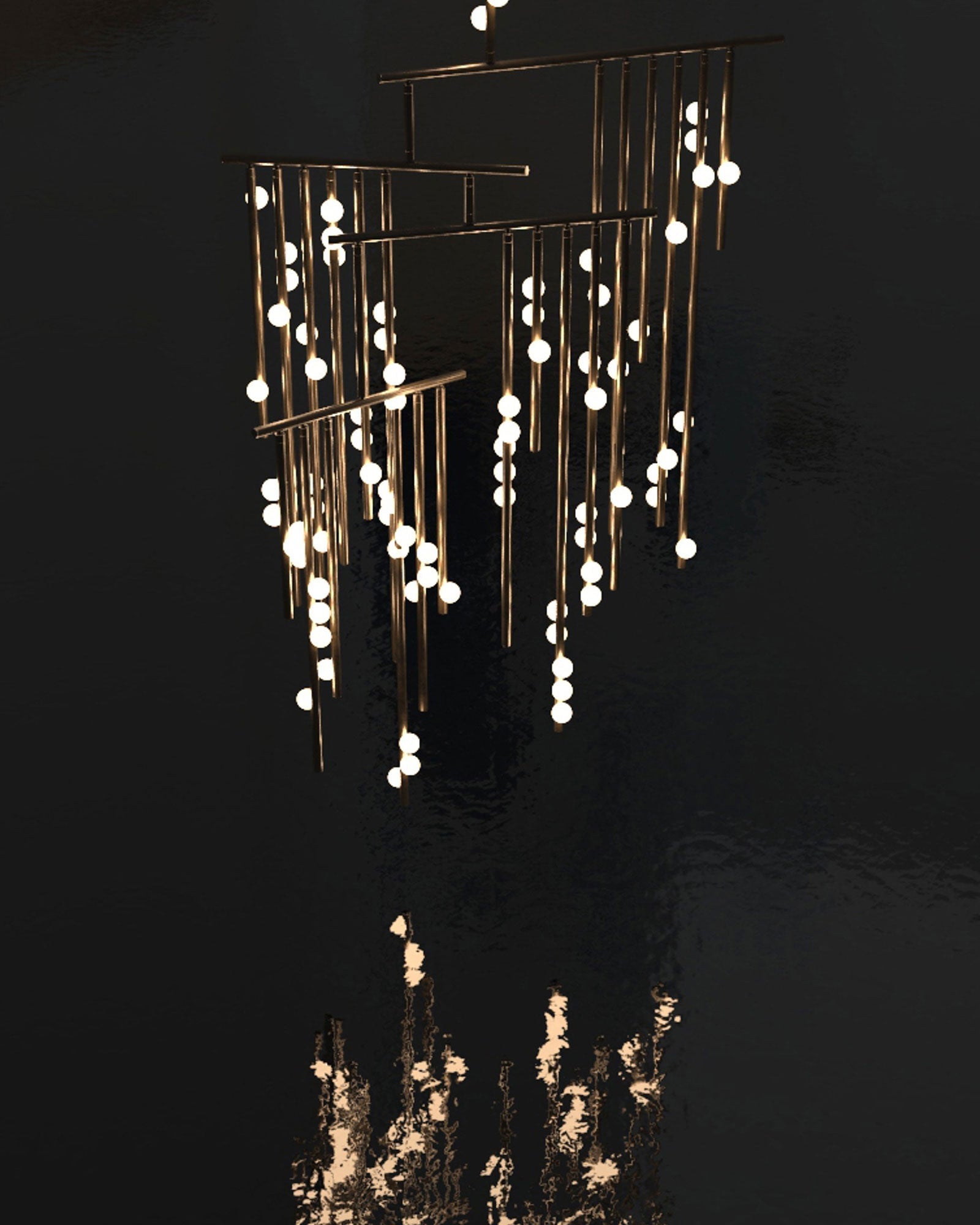 Brass Glass Drop Chandelier-MEET LIGHTING