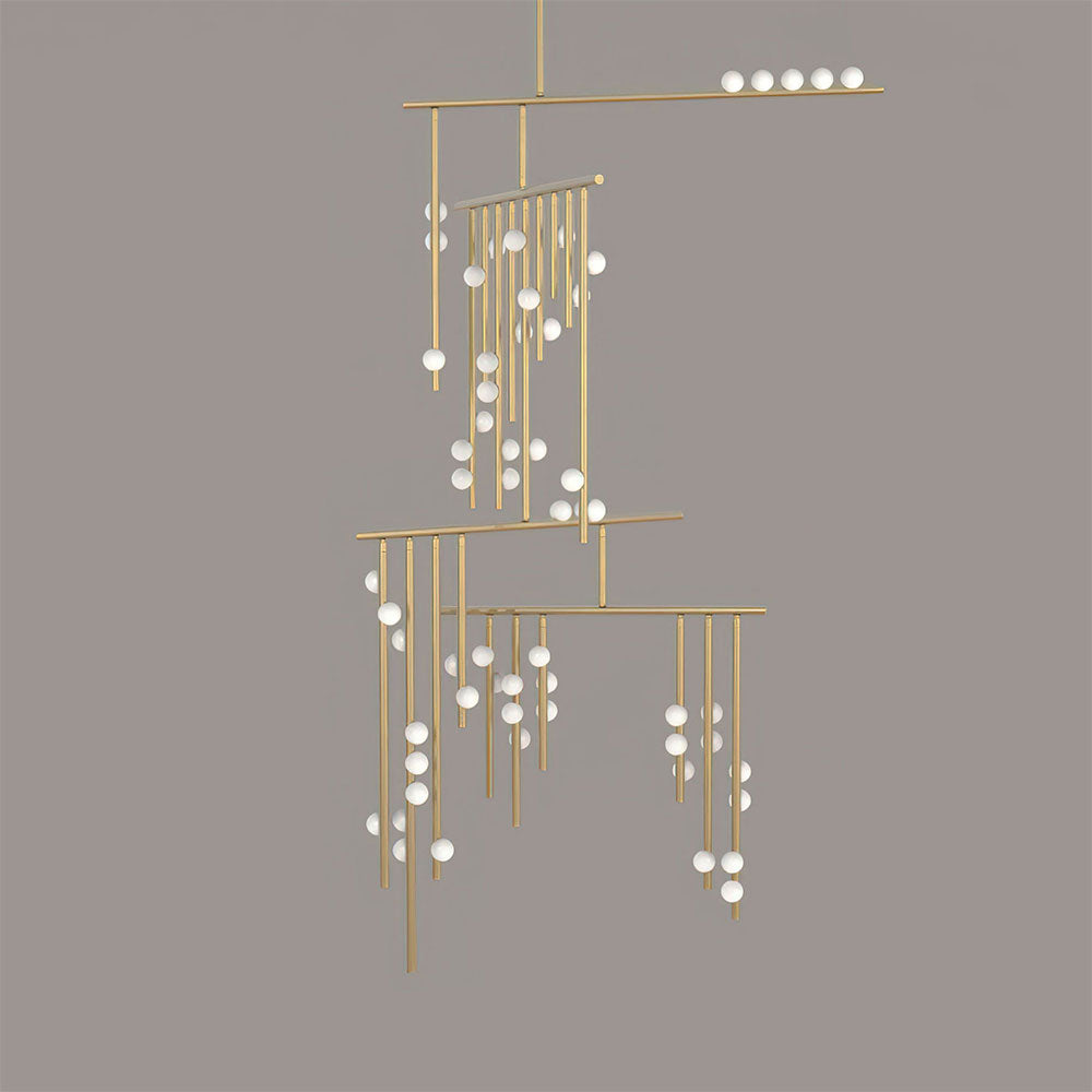 Brass Glass Drop Chandelier-MEET LIGHTING