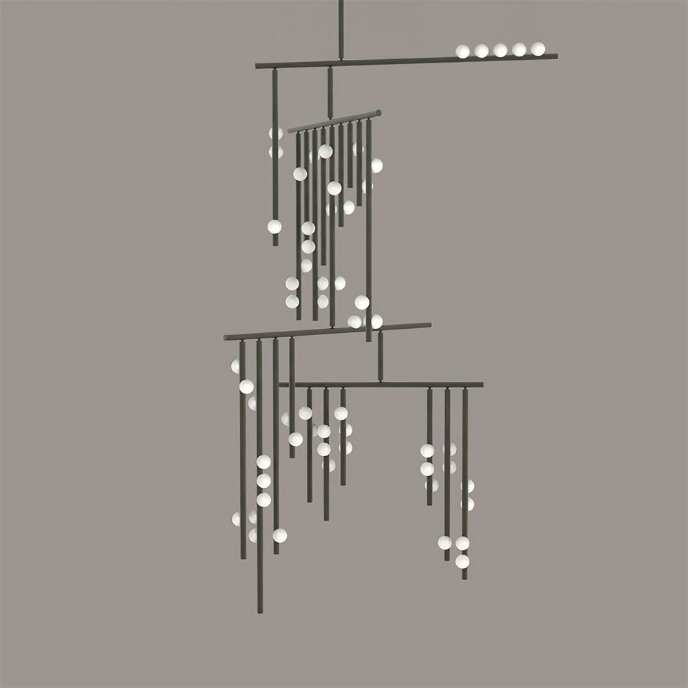 Brass Glass Drop Chandelier-MEET LIGHTING