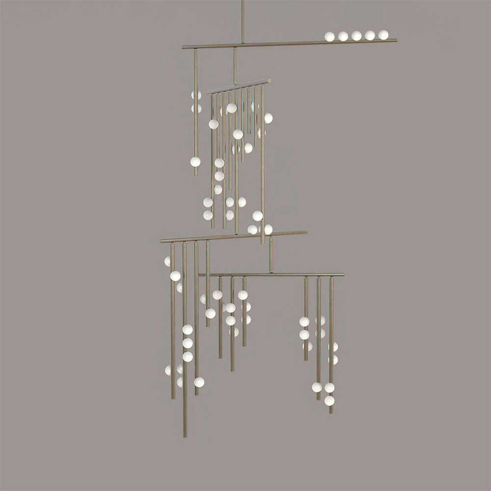 Brass Glass Drop Chandelier-MEET LIGHTING