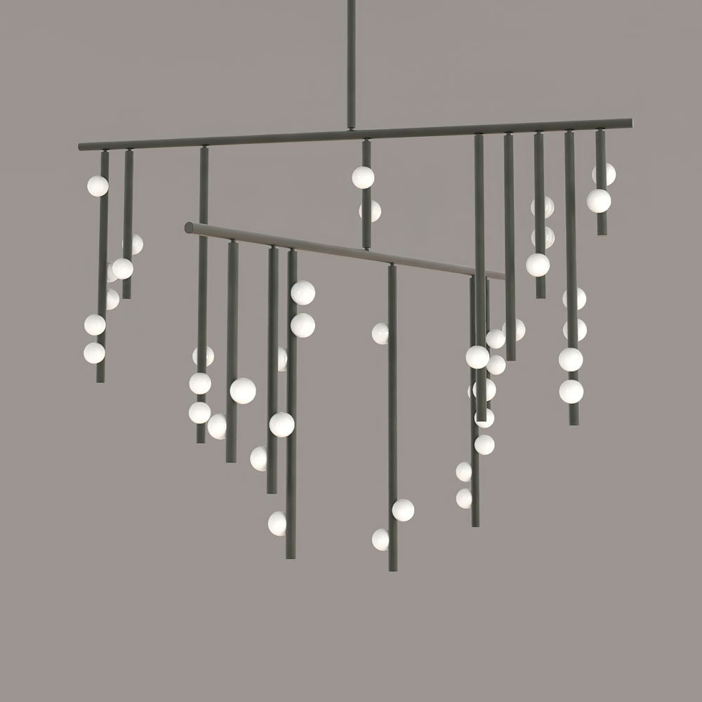 Brass Glass Drop Chandelier-MEET LIGHTING