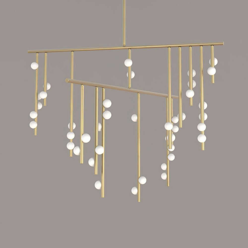 Brass Glass Drop Chandelier-MEET LIGHTING