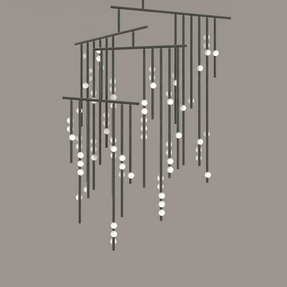 Brass Glass Drop Chandelier-MEET LIGHTING