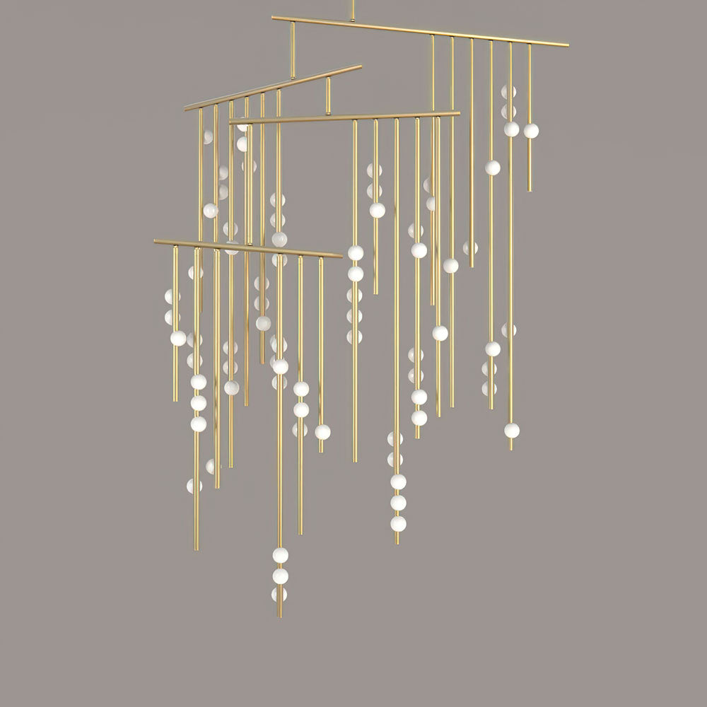 Brass Glass Drop Chandelier-MEET LIGHTING