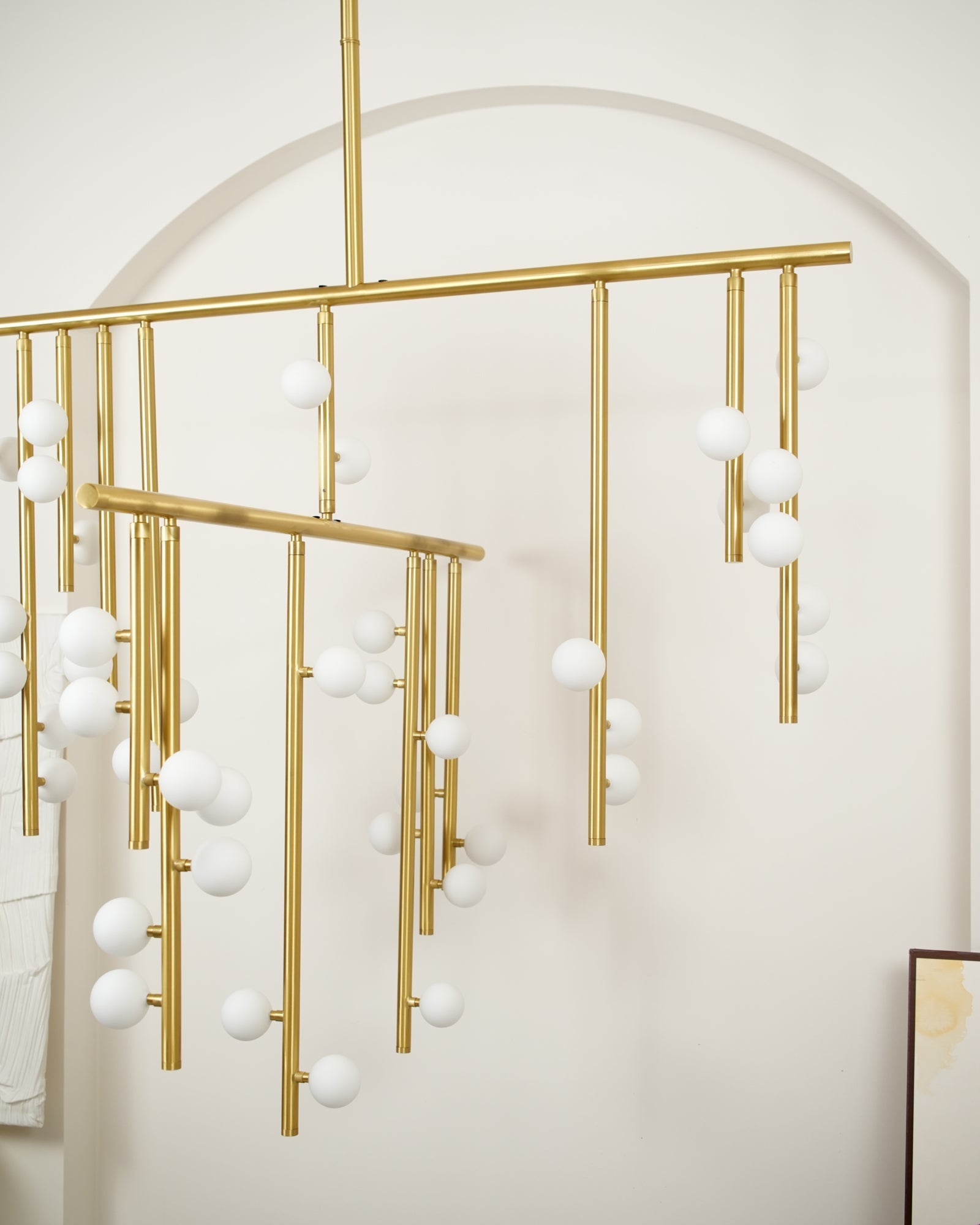 Brass Glass Drop Chandelier-MEET LIGHTING