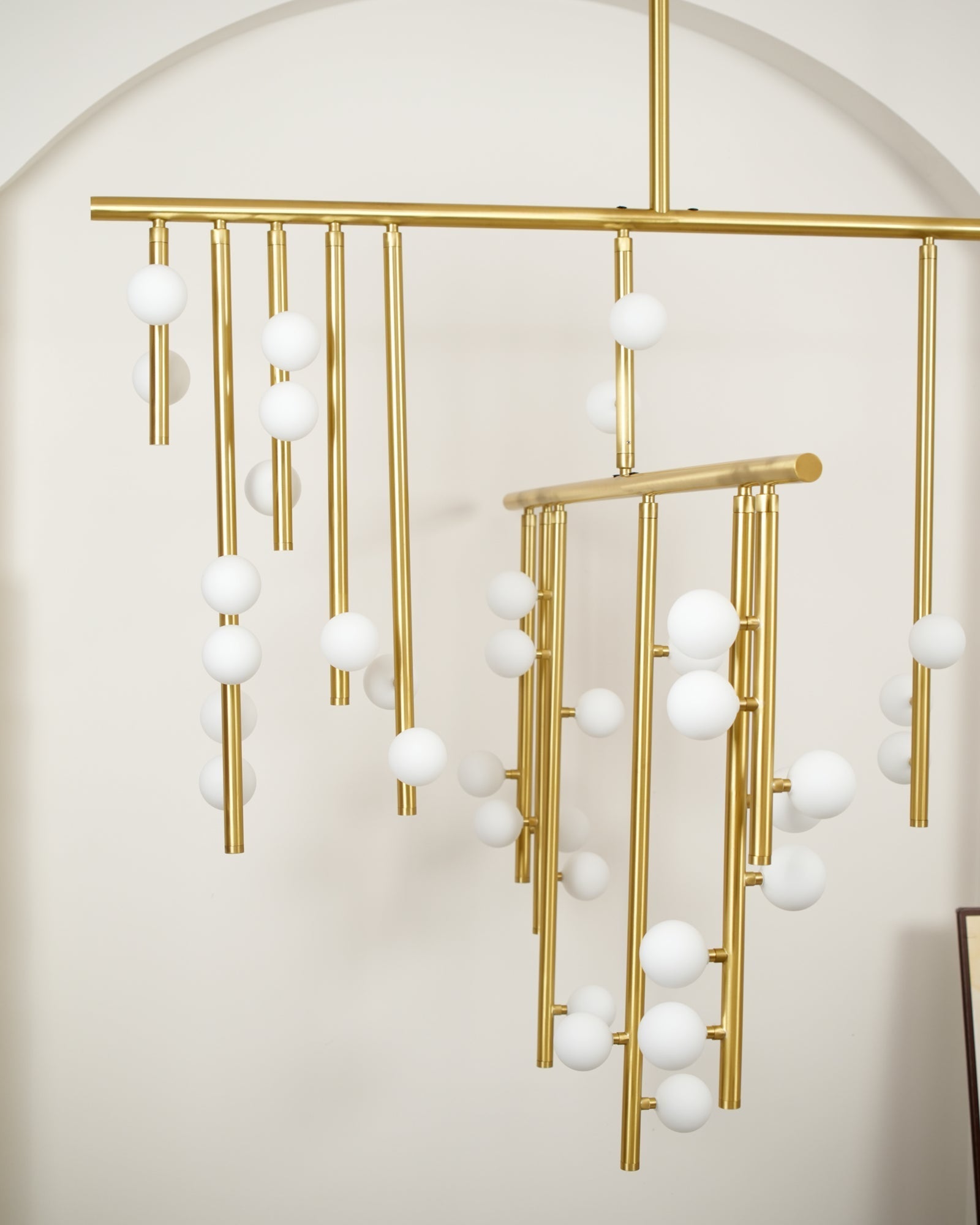 Brass Glass Drop Chandelier-MEET LIGHTING