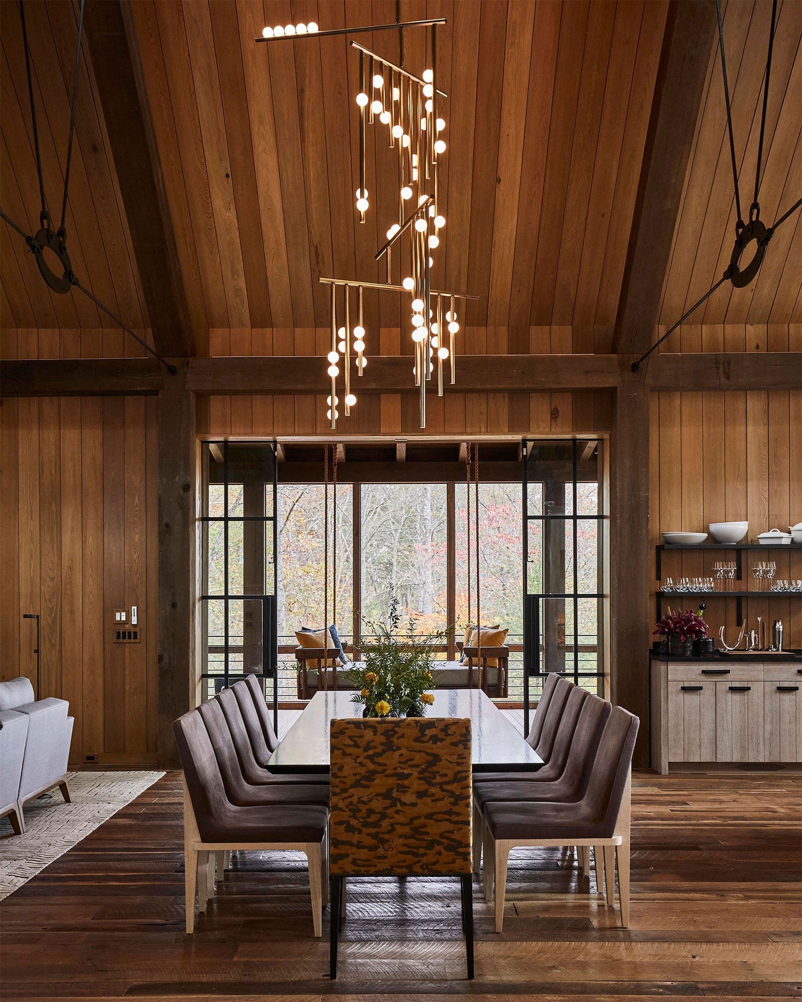 Brass Glass Drop Chandelier-MEET LIGHTING