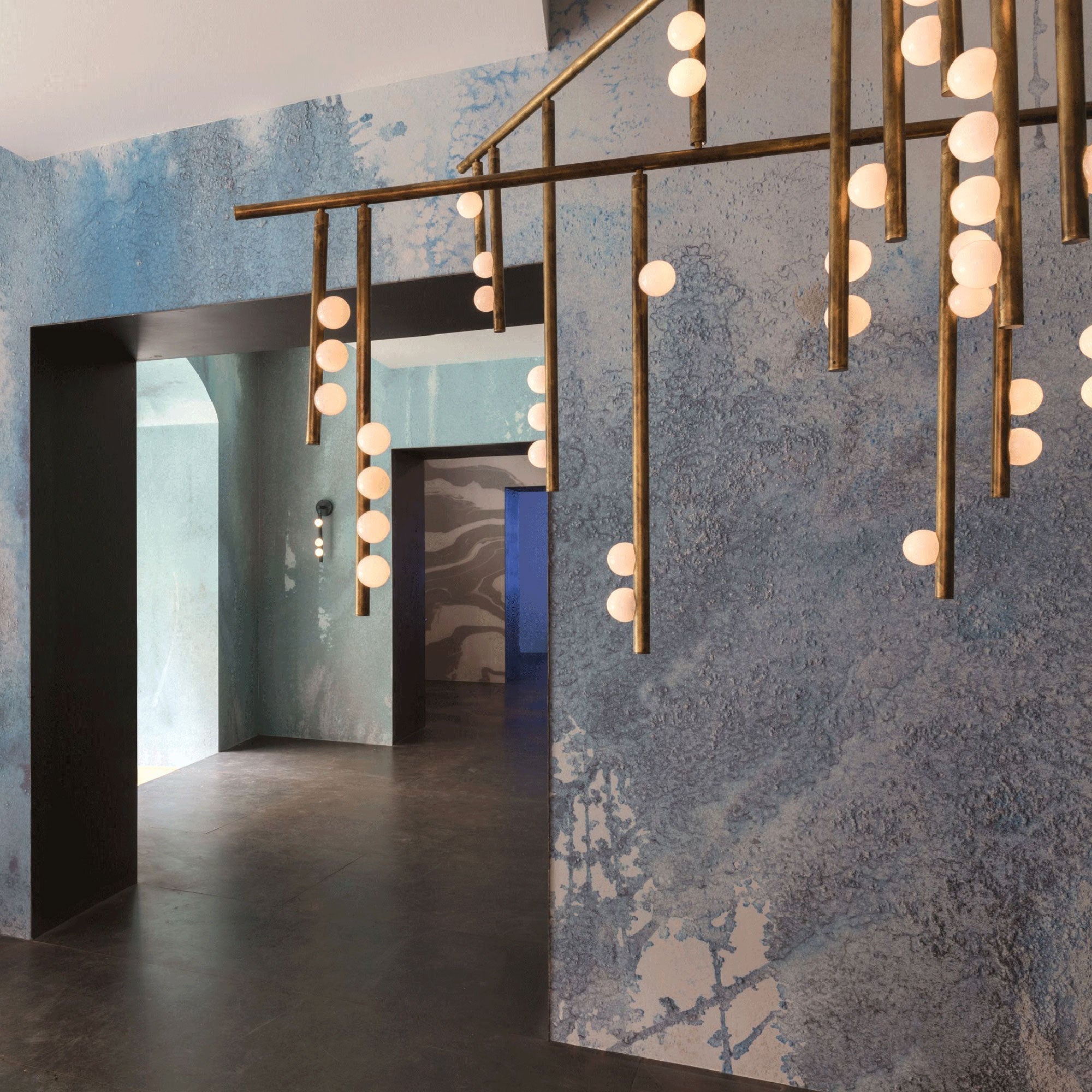 Brass Glass Drop Chandelier-MEET LIGHTING