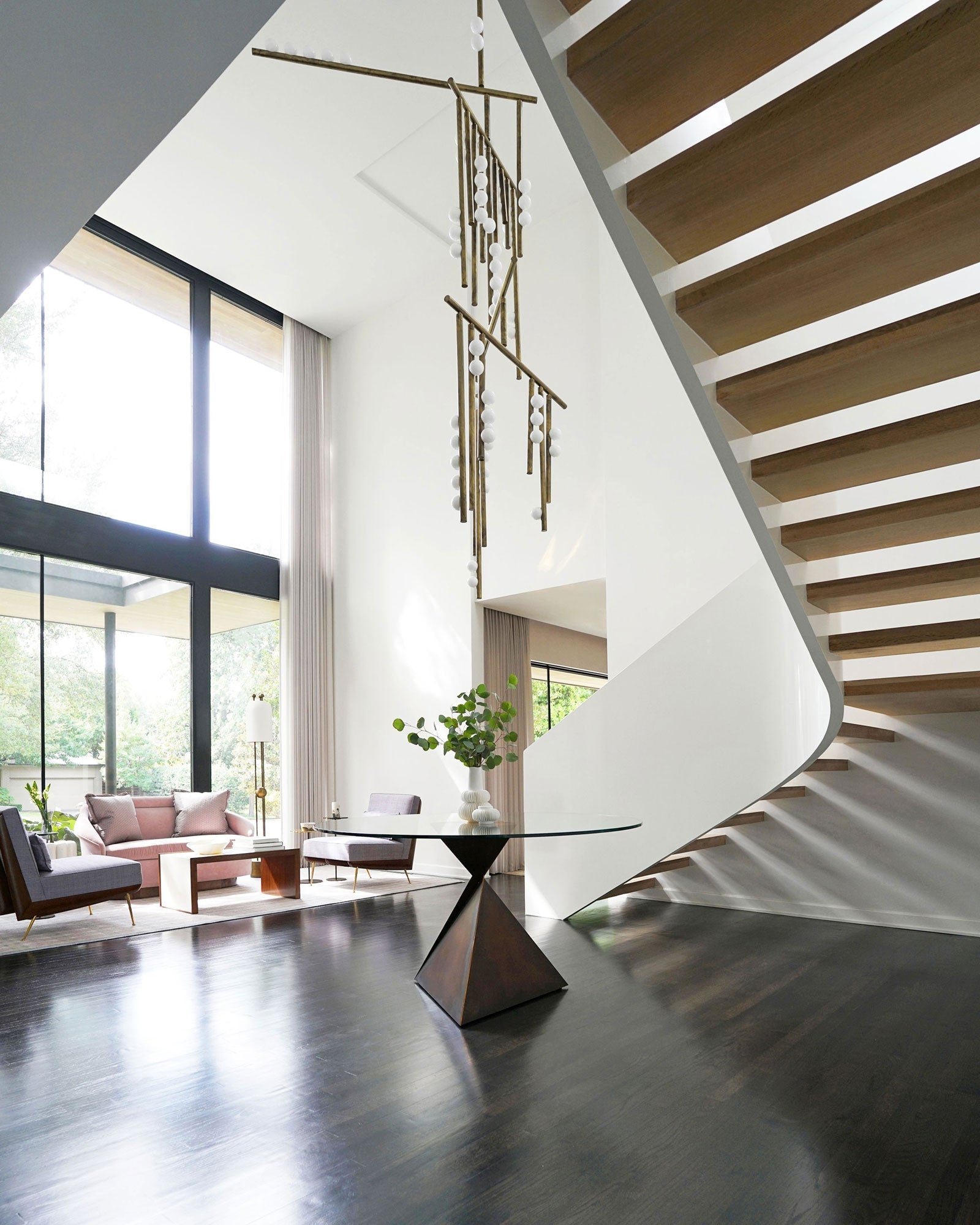 Brass Glass Drop Chandelier-MEET LIGHTING