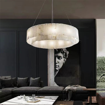 Brendra Alabaster 2-Tier Round Chandelier-MEET LIGHTING