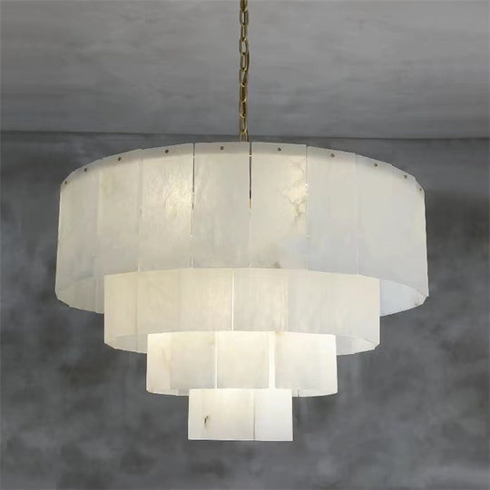 Brendra Classic marble Multi-Layer Round chandelier 31"-MEET LIGHTING