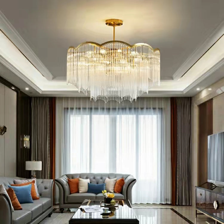 Elegant Lighting Chandelier Linear Crystal Lamp For Living/ Dining Room-MEET LIGHTING