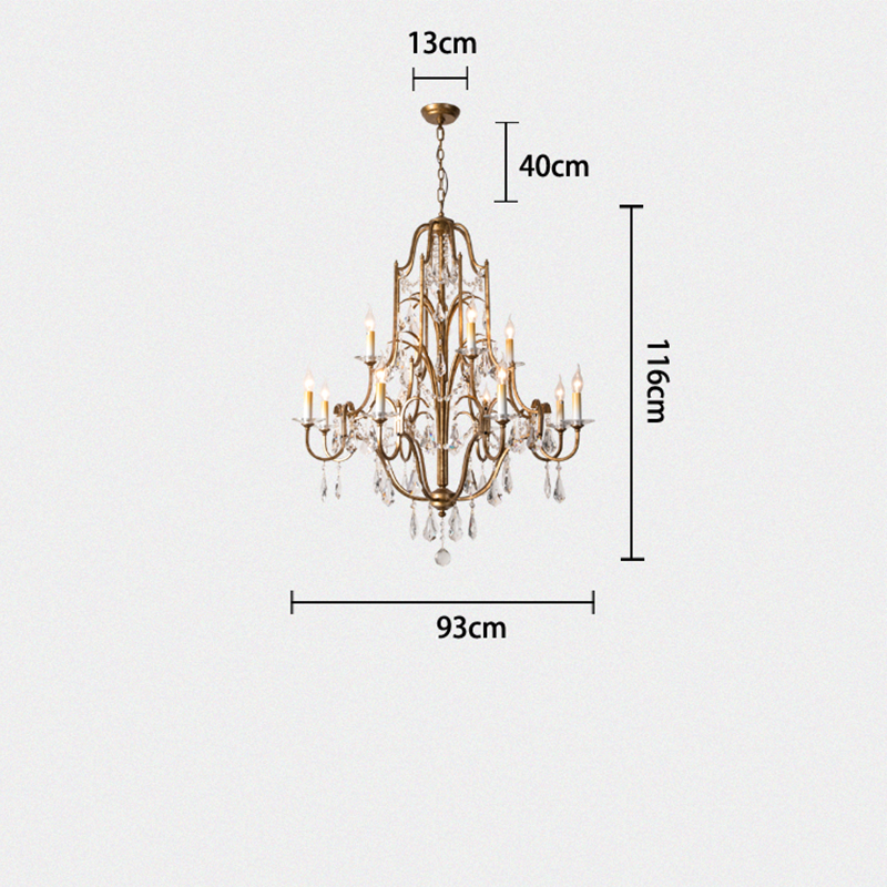 Caspian Vintage Candle Art Brass Chandelier For Living Room-MEET LIGHTING