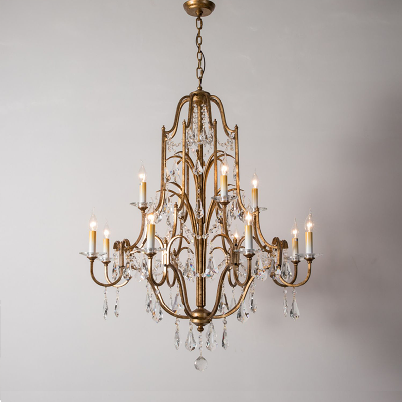 Caspian Vintage Candle Art Brass Chandelier For Living Room-MEET LIGHTING